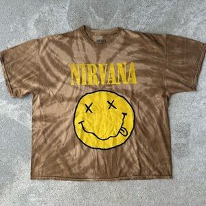 NIRVANA Brown T-Shirt with Yellow Graphic